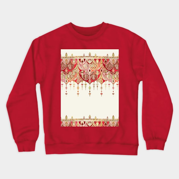 Royal Red Art Deco Double Drop Crewneck Sweatshirt by micklyn